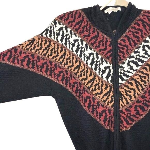 Antonella Preve Jumpsuit Womens Medium M Vintage Black Mixed Leopard Pattern - Picture 2 of 8